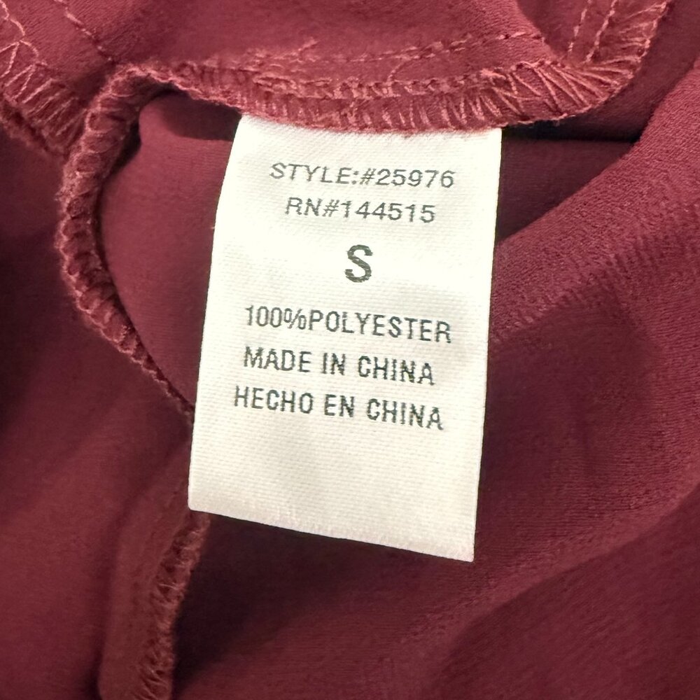 Fashion Nova Burgundy Sheer Twist-Front Blouse | Long Sleeve | Size S - Picture 11 of 12